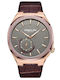 Kenneth Cole Gents Ανδρικό Ρολόι 43.5mm Μπαταρίας με Καφέ Δερμάτινο Λουράκι