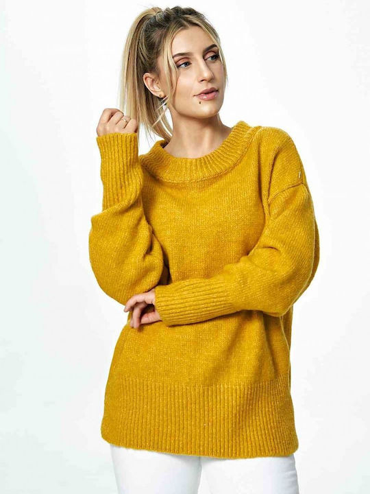 Figl Damen Langarm Pullover Rollkragen Gelb