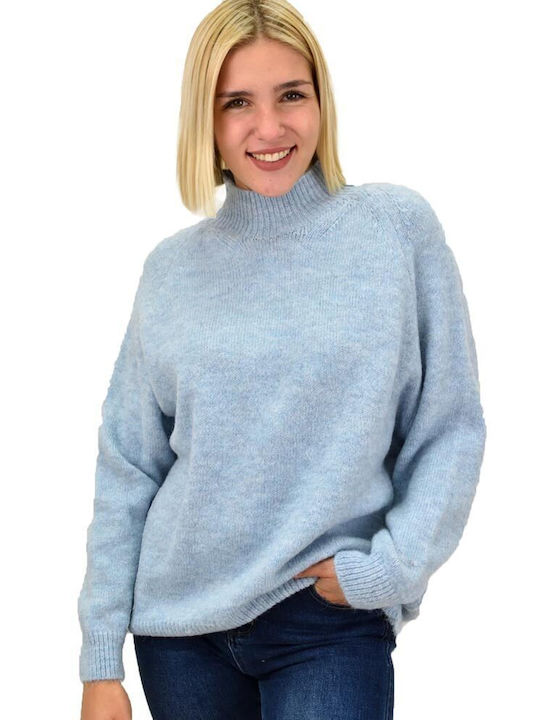 Potre Women's Long Sleeve Sweater Light Blue