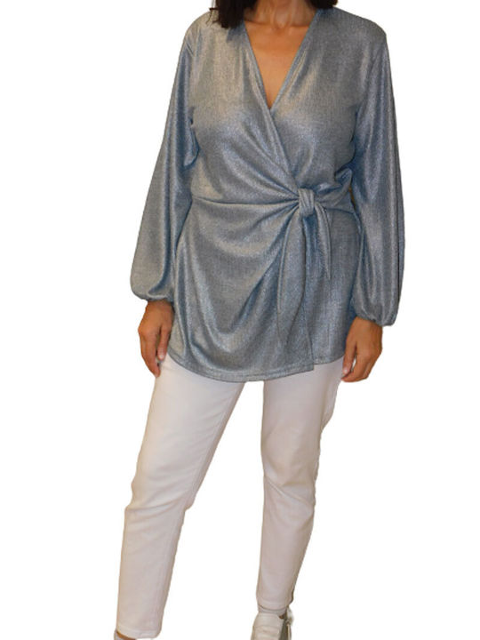 Kalliope Women's Blouse Long Sleeve Silver