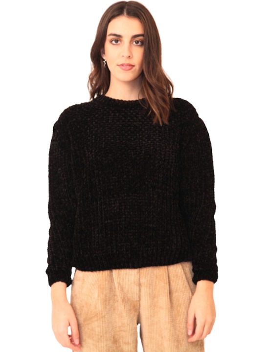 Kalliope Women's Long Sleeve Sweater Woolen Black