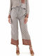 Pants Women My T Wearables Women's Fabric Trousers with Elastic Regular Fit Brown