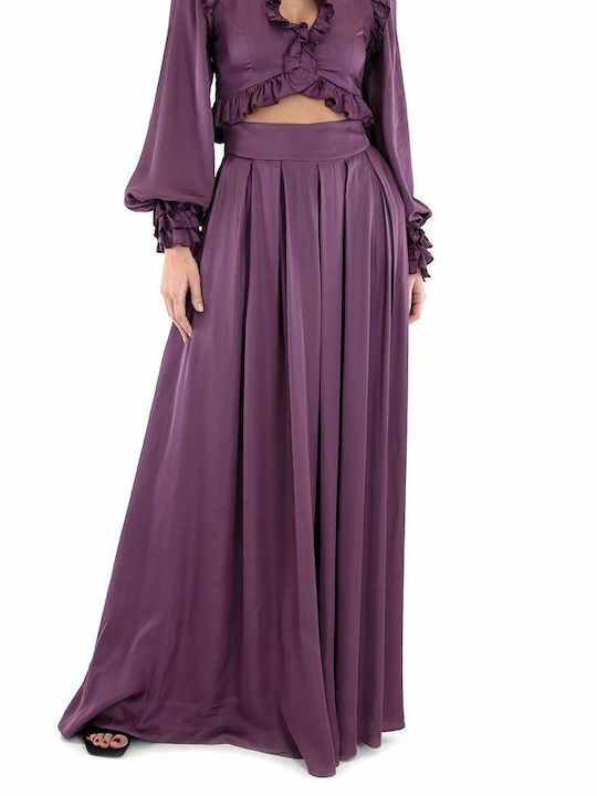 Lace Women's High Waist Culottes in Loose Fit Purple