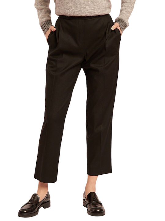 Marella Women's Fabric Capri Trousers in Straight Line Black