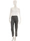 Women's High-waisted Fabric Trousers Checked Gray