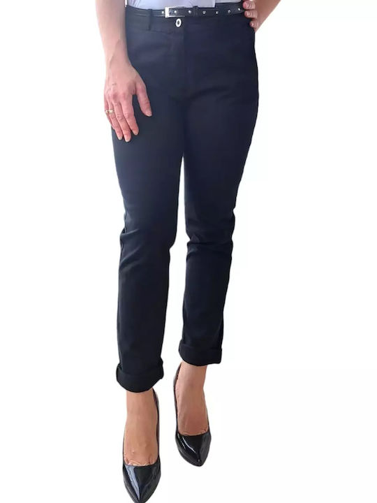 Remix Women's Cotton Trousers in Skinny Fit Black