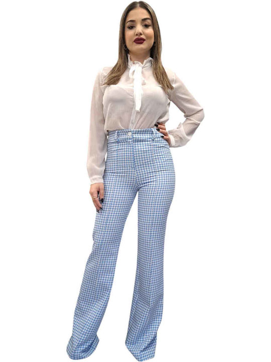 Pied De Pule Women's Fabric Trousers Light Blue