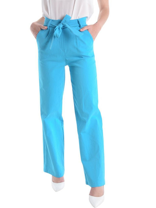 Remix Women's Fabric Trousers Light Blue