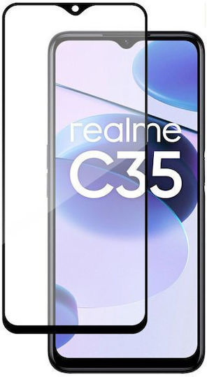 Frame 5D Adeziv complet Full Face Tempered Glass Negru (Realme C35)