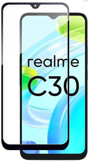 Frame 5D Пълно лепило Закалено стъкло за цялото лице Черен (Realme C30)