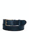 Wide Men's Belt Leather Navy Blue