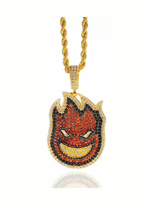 Goldjewels Goldjewels Heatman Double Gold Plated Necklace with Zircon Red