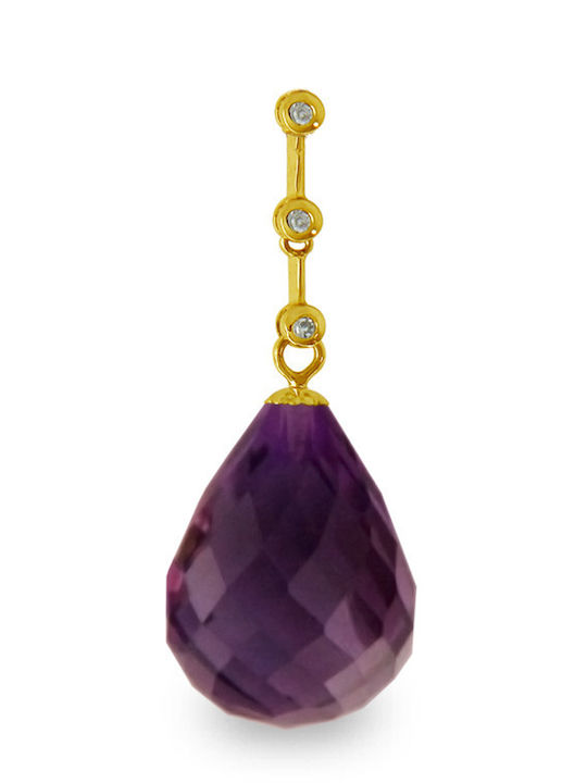 Margaritari Gold Stone Charm with Diamond and Zircon Purple