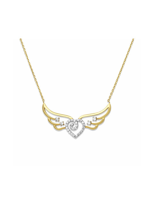 Halskette mit Design Herz aus Gold 14K mit Zirkonia