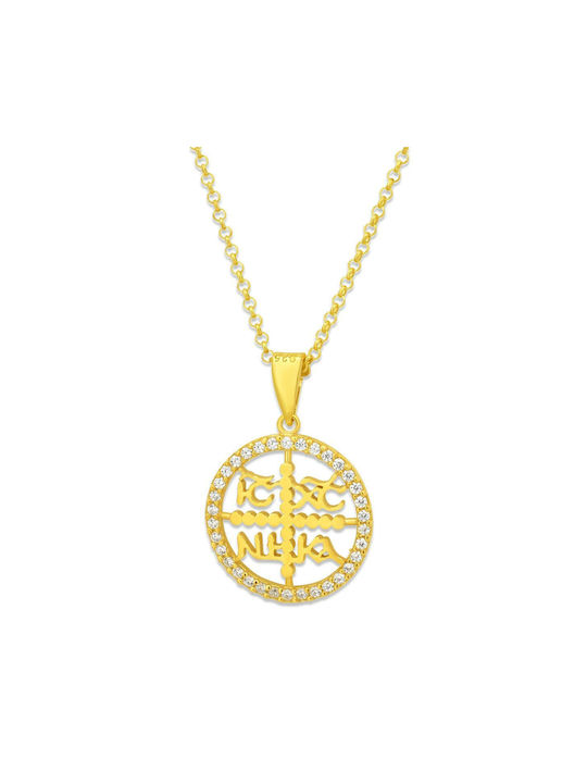 Necklace Constantine Amulet from Gold Plated Silver with Zircon