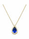 Goldjewels Rosette Necklace Made of 9K Gold with Blue Zircon
