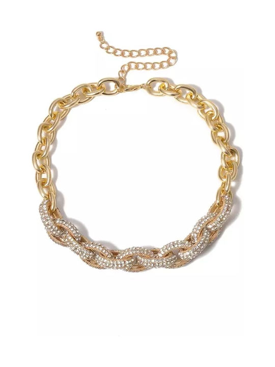 Halskette aus Vergoldet Stahl mit Zirkonia