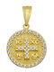 Savvas Design Charm Φυλαχτό Κωνσταντινάτο με Πέτρες από Χρυσό 14Κ με Ζιργκόν
