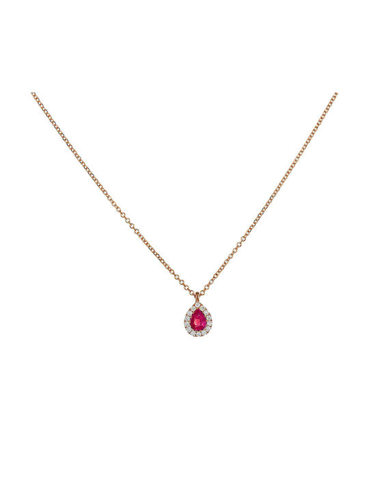 Halskette mit Design Träne aus Roségold 18k