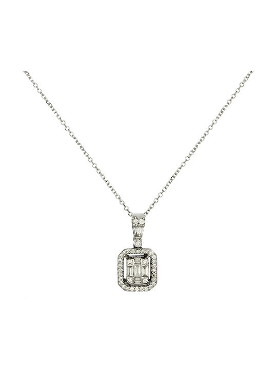 Necklace from White Gold 18k with Diamond