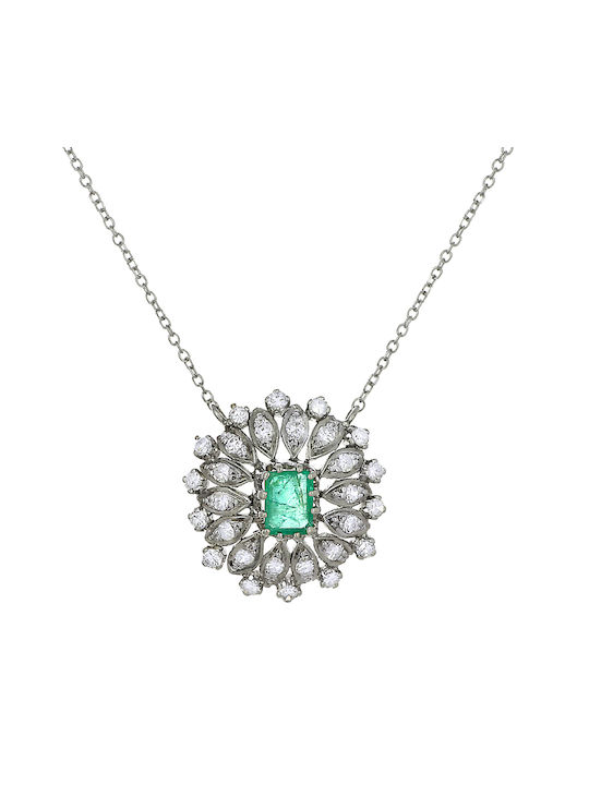 Necklace Rosette from White Gold 18k