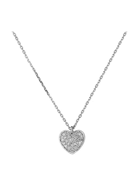 Halskette mit Design Herz aus Weißgold 18k mit Diamant