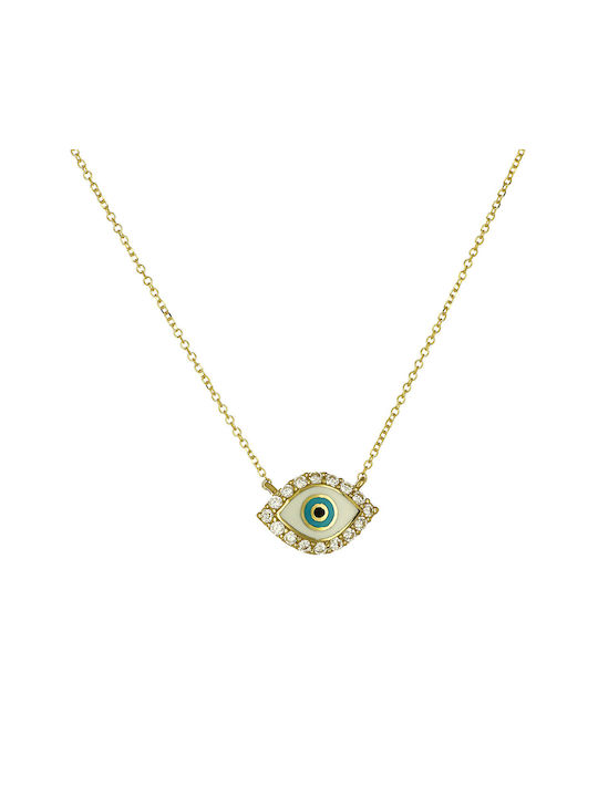 Necklace Eye from Gold 14K with Zircon