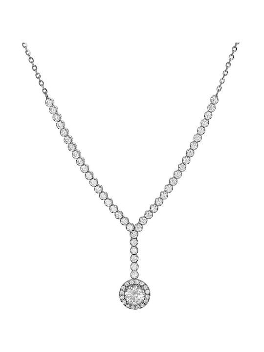 Necklace from White Gold 14K with Zircon