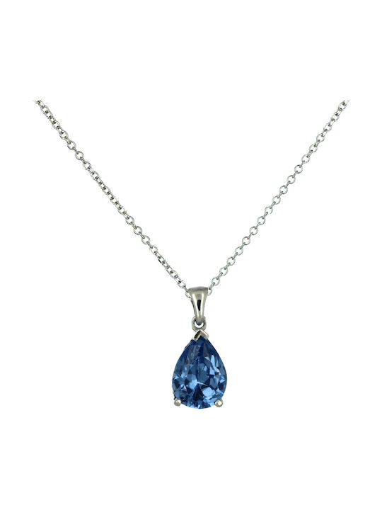 Necklace with design Tear from White Gold 14K with Zircon