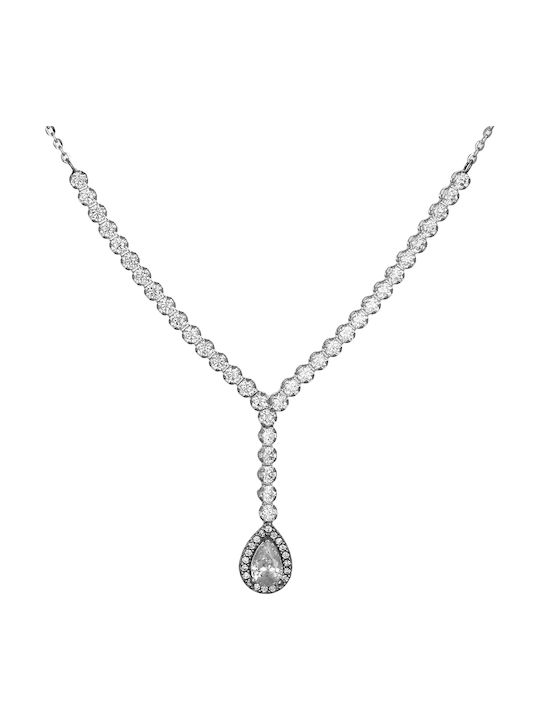 Necklace from White Gold 14K with Zircon