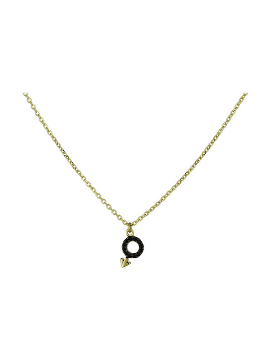 Necklace from Gold 9 K with Zircon