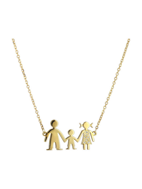 Necklace Family from Gold Plated Silver with Zircon