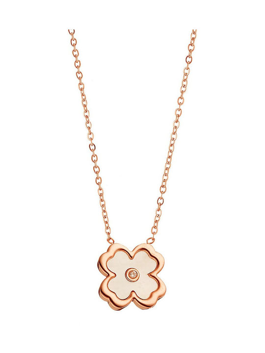 Halskette mit Design Blume aus Vergoldet Stahl