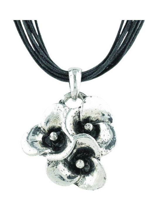 Necklace with design Flower from Silver Black