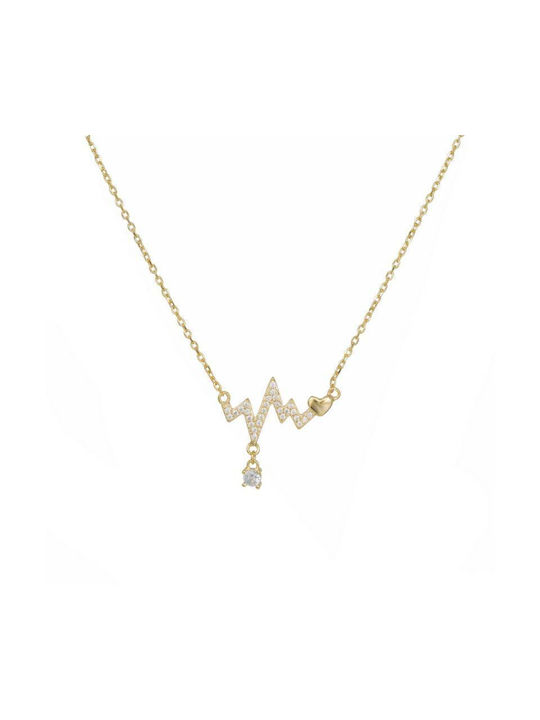 Necklace from Gold Plated Silver with Zircon