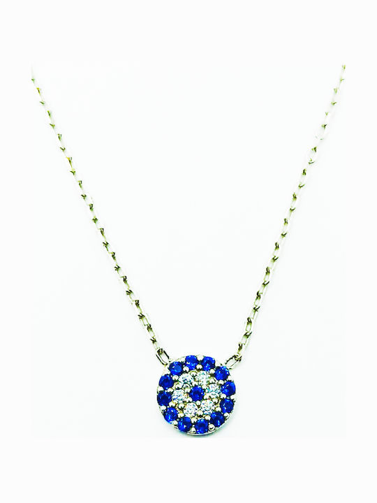 PS Silver PS Silver Halskette mit Auge aus Silber mit blauen Zirkonen
