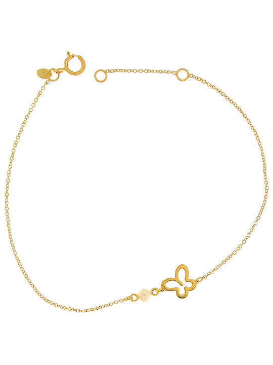 Q-Jewellery Γυναικείο Βραχιόλι από Χρυσό 14K με Πέρλες
