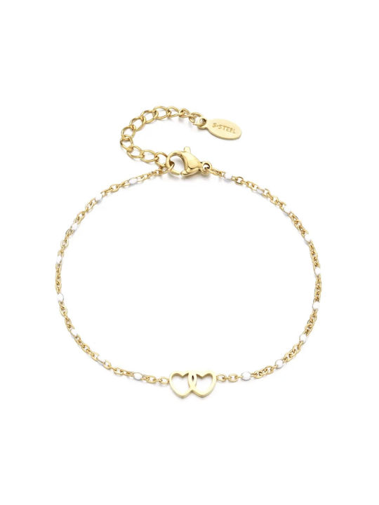 Bracelet with design Heart made of Steel Gold Plated