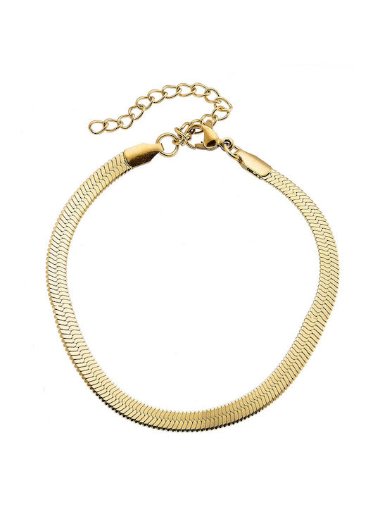 Bracelet Anklet Chain Snake made of Steel Gold Plated