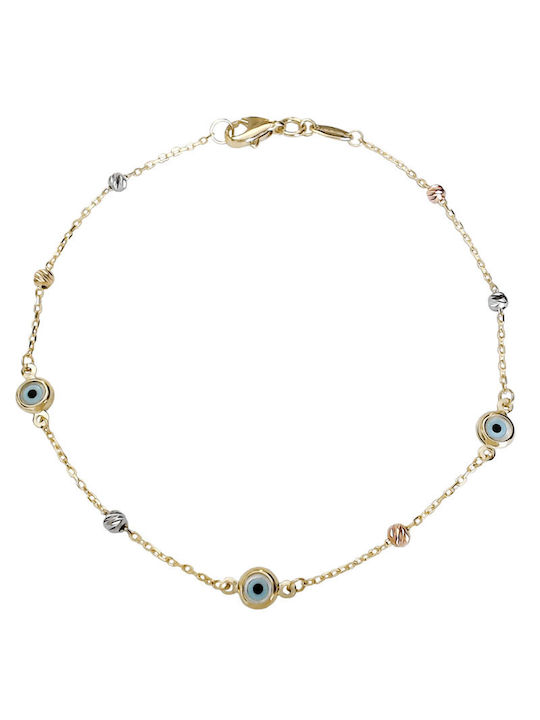 Daskalakis Bracelet Chain with design Eye made of Gold 14K