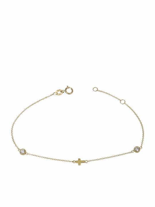 Bracelet with Cross design made of Gold 14K