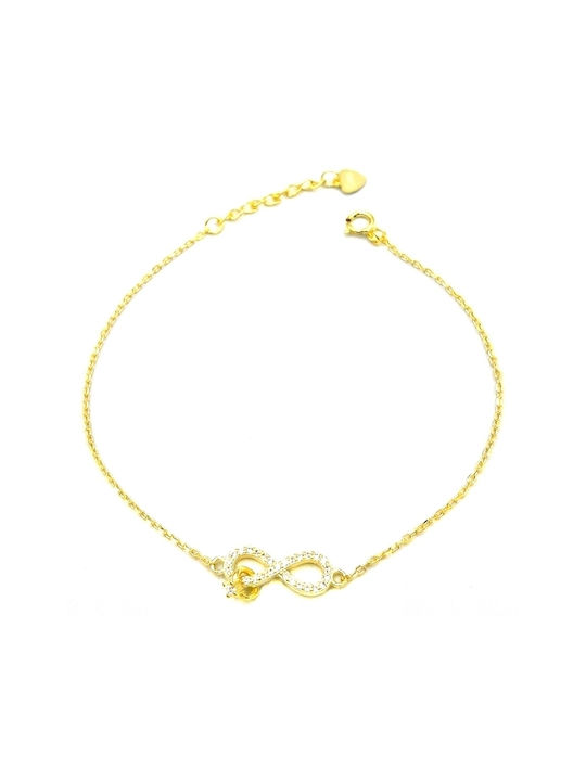 Bracelet Chain with design Infinity made of Silver Gold Plated with Zircon