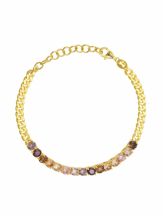 Kritsimis Bracelet Chain made of Silver Gold Plated with Zircon