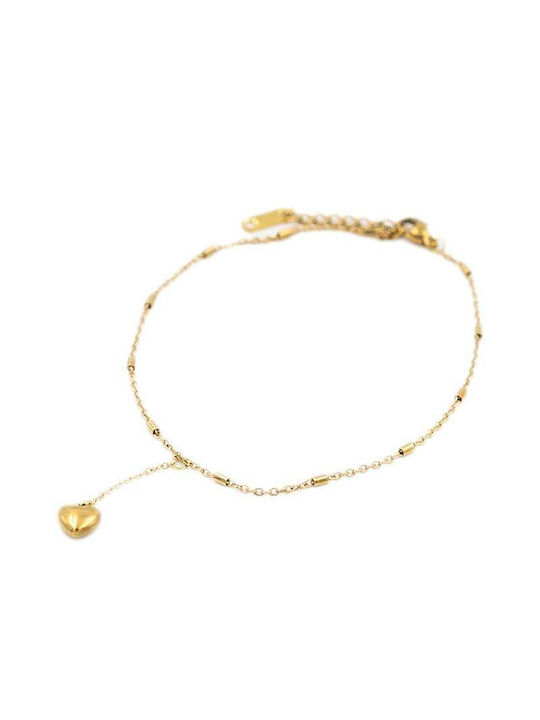 Bracelet Anklet Chain with design Heart made of Steel Gold Plated