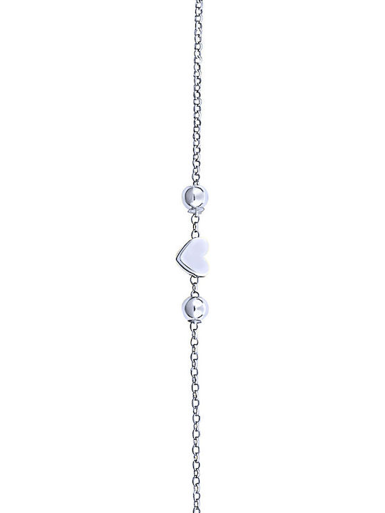 JewelStories Γυναικείο Βραχιόλι Αλυσίδα με σχέδιο Καρδιά από Ασήμι