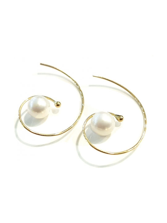 Earrings Pendants made of Gold 14K with Pearls