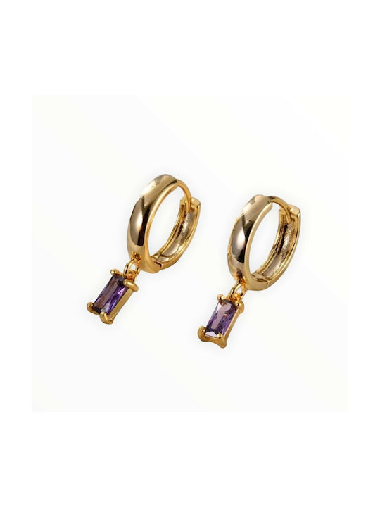 Earrings Hoops Gold Plated with Stones