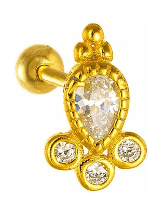 Glam Single Earring made of Silver Gold Plated with Stones