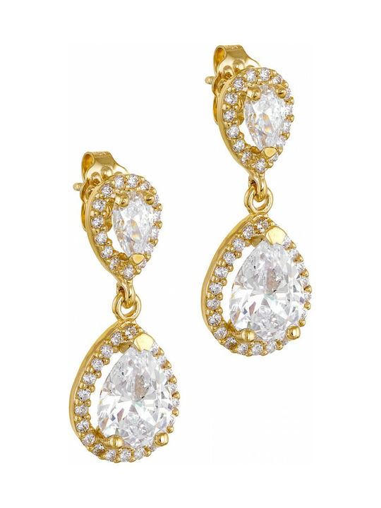 Romantic Drops Earrings Pendants from Gold 14K with Stones