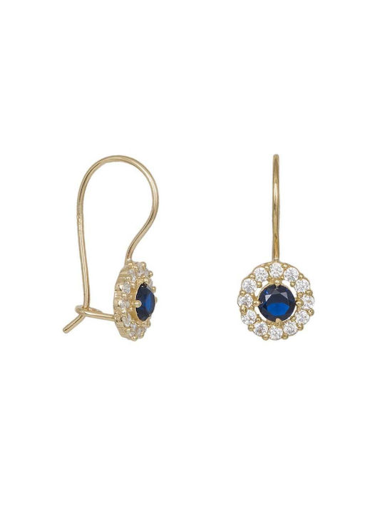 Earrings Dangling made of Gold 14K with Stones